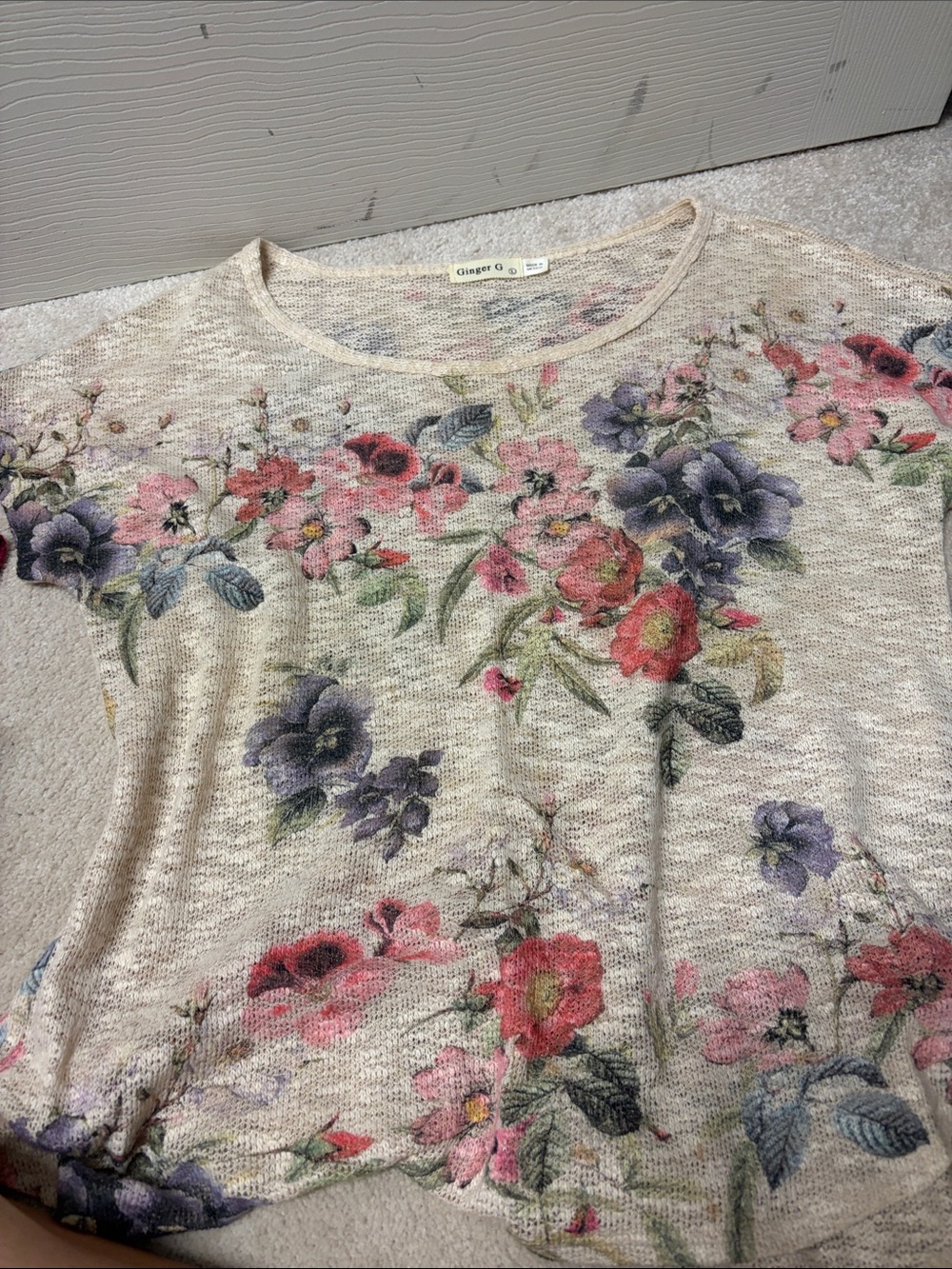 Ginger G Cream Floral Lightweight Tee